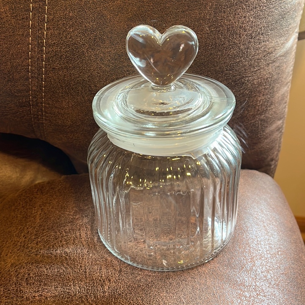 Clear Glass Heart-Top Food Storage Jar